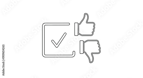 Linear icons depicting approval disapproval and a checklist silhouette
