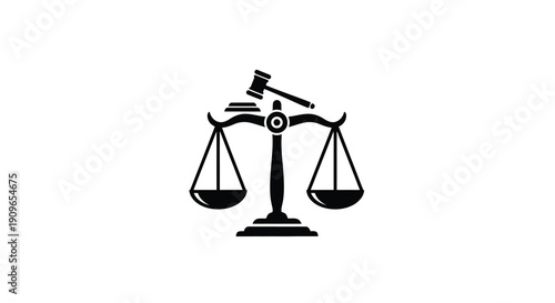 Scales of justice with gavel a symbolic legal representation silhouette