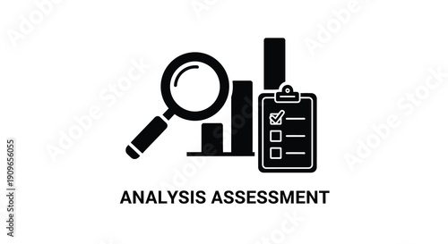 Investigation tools with a clipboard and magnifying glass silhouette