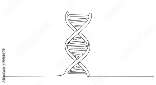 Minimalist continuous line drawing of a dna helix. no editable stroke