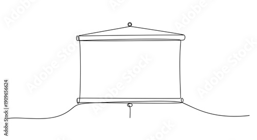 Minimalist line drawing of projection screen on tripod stand. no editable stroke
