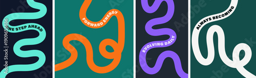 Vibrant abstract poster with flowing shapes in warm colors featuring colorful, fluid wavy lines for a dynamic, modern feel, motivational design typography for creative wall art