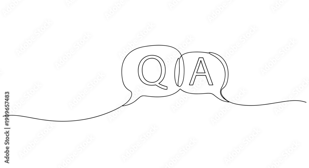 Obraz premium Continuous line drawing of qa speech bubbles in minimalist style. no editable stroke