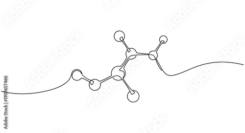 Stylized black and white ethanol molecule illustration on white background. no editable stroke