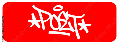 Urban graffiti "POET" tag lettering on red background. Hip hop hand style vector design for poets, lyricists, and street culture aesthetic. Isolated for branding and apparel.