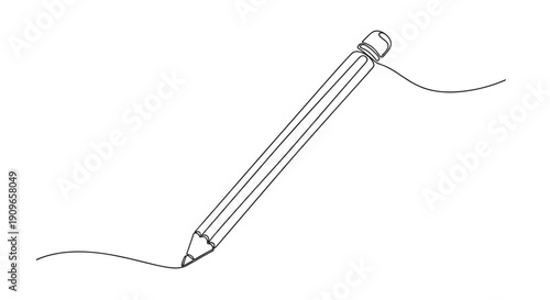 Outline of a pencil drawing a continuous line on white background. no editable stroke