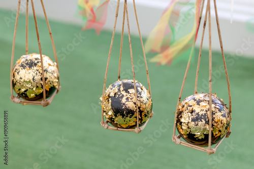 Slika na platnu Luk Nimit, Small Golden consecration ball used in Thai temple ceremony, symboliz
