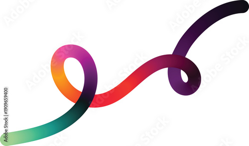 Illustration of colorful gradient swirl design element with rainbow hues