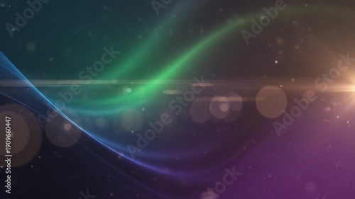 Abstract, gradient-filled background with flowing lines, lens flares, and bokeh