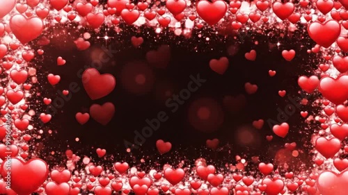 Wallpaper Mural Red hearts frame a dark void, with sparkling light, creating a Valentine's Day or love aesthetic Torontodigital.ca