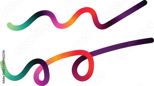 Illustration of colorful wavy lines in rainbow gradient on vector graphic element