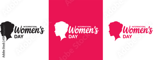 Happy Women’s Day calligraphy typography design. Elegant hand lettering Happy Women’s Day design displayed in modern calligraphy style with feminine typography across contrasting backgrounds.