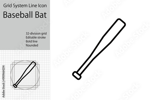 Baseball bat icon, batting image