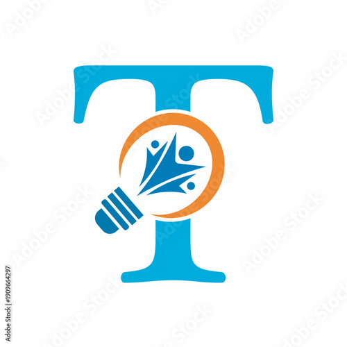 Initial Light Bulb Graduation Logo combine with letter T vector template