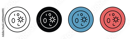 Four colorful weather icons set sunny cloudy rainy snowy vector illustration isolated