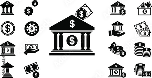 Financial icons and symbols for banking and money