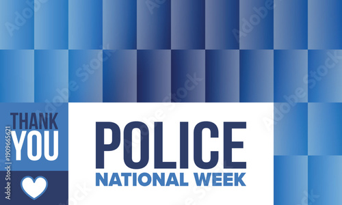 National Police Week in May. Celebrated annual in United States. In honor of the police hero. Police badge and patriotic elements. Officers Memorial Day. Poster, card, banner. Vector illustration