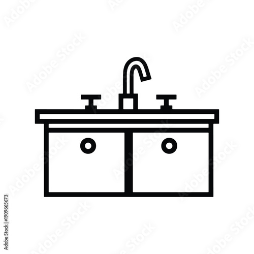 Kitchen Sink Icon, Home Interior Plumbing Vector