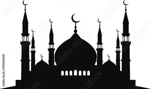 Islamic mosque silhouette silhouette for religious celebration design architecture landmarks and middle eastern motifs