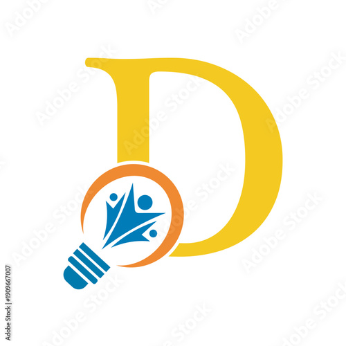Initial Light Bulb Graduation Logo combine with letter D vector template