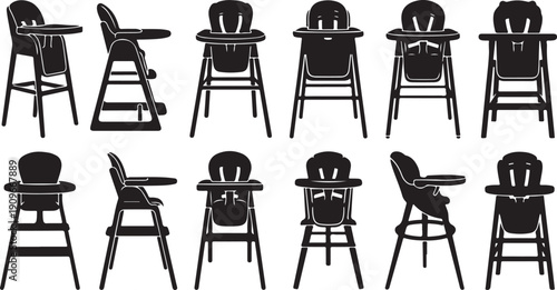 Various High Chair Silhouettes for Baby Feeding and Safety