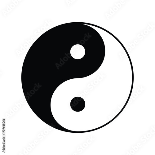 Yin Yang Icon, Balance Harmony Symbol Vector