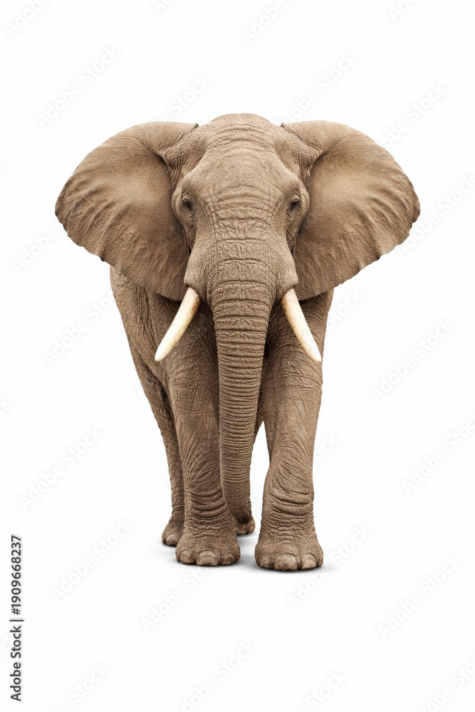 Obraz premium Majestic African Elephant Standing Tall in the Wild, Front View Portrait