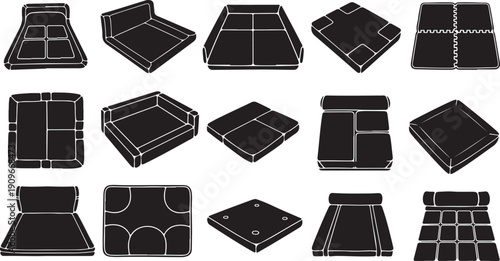 Various Black Pool Table Top View Illustrations Collection