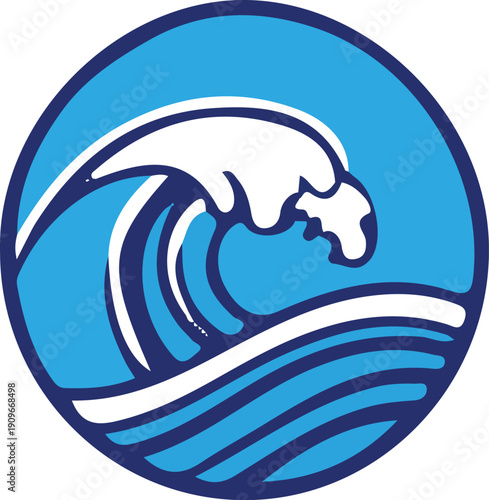 Wave logo . Waves Design Shapes Collection Isolated on White Background. Flat minimalistic blue icons of swirl water, abstract ocean symbol.