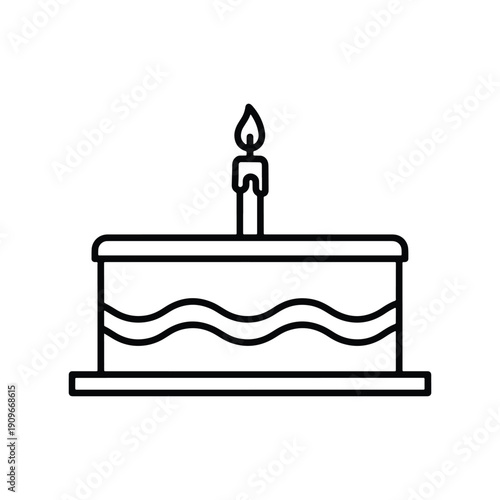 Birthday Cake Icon, Celebration Dessert Party Vector