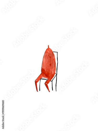 Watercolor hand paint cartoon isolated illustration. Watercolor people. A man sitting on a chair. Illustrations for books, magazines and advertisements.