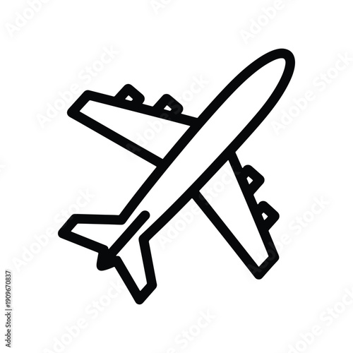 Airplane Icon, Air Travel Transportation Flight Vector