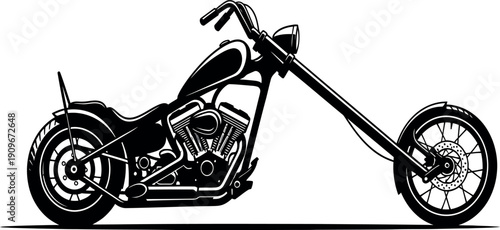 Black And White Chopper Motorcycle Icon