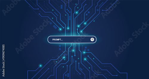 Futuristic digital search interface, cyber technology background, secure data system concept, modern tech illustration
