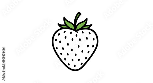 White strawberry icon, vector illustration for food or dessert mockup, menu or recipe design isolated on White Background