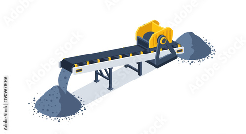Conveyor Belt Machine Moving Sand or Gravel.