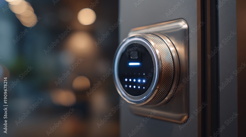 Naklejka premium Smart Lock on Modern Door.