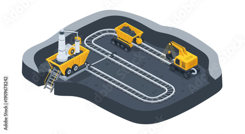 Isometric illustration of automated guided vehicles on a factory floor.