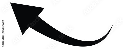 Abstract Hand-Drawn Style Directional Arrow	Artistic black ink-style curved arrow vector. This hand-drawn pointer is ideal for creative projects, DIY blog graphics, and informal presentation slides.