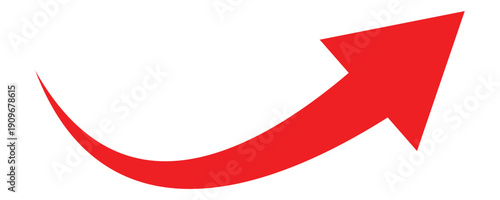 Business growth and progress concept  Red curved arrow. Red arrow representing financial growth, success, and positive trends. Isolated on white background. Vector illustration.