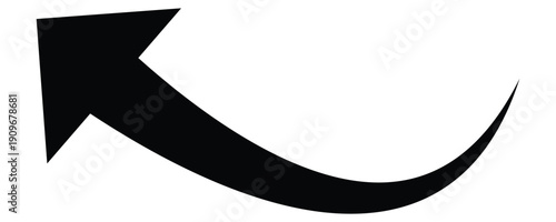 Business growth and progress concept  black curved arrow. Black arrow representing financial growth, success, and positive trends. Isolated on white background. Vector illustration.