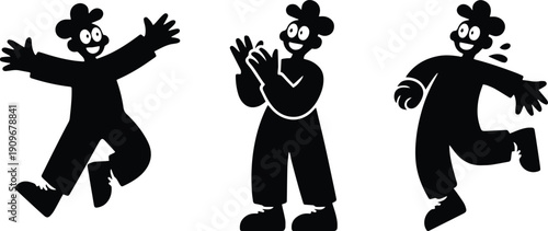  Happiness Joy Human Silhouette Vector – Celebration and Positive Emotion Illustration EPS