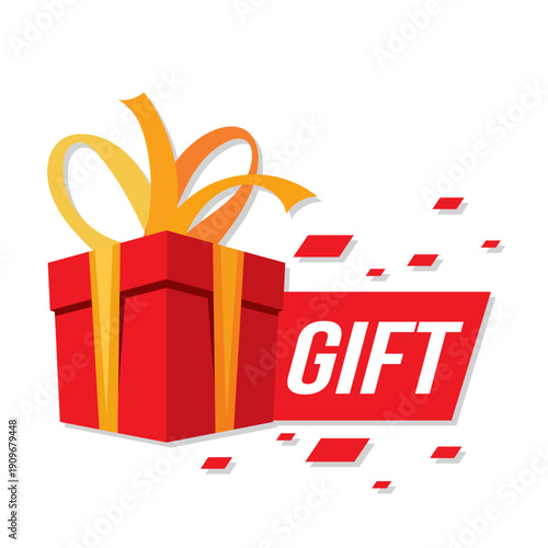 Eye-catching Red Present with Festive Ribbon and Dynamic 'GIFT' Text, Perfect for Special Occasions and Rewards
