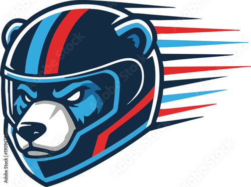 Wallpaper Mural Speeding Bear Mascot Head Logo in Racing Helmet Torontodigital.ca