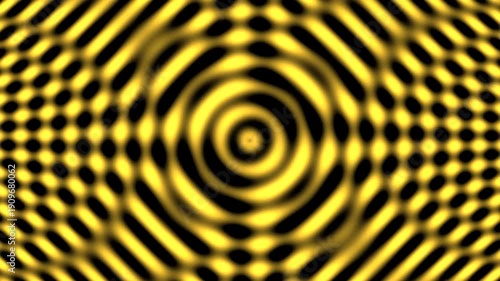A mesmerizing spiral pattern of gold and black concentric circles, creating a sense of depth and optical illusion, viewed from directly above.