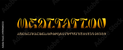 Art font alphabet made modern style, letters from A to Z and numbers from 0 to 9, vector illustration 10EPS.