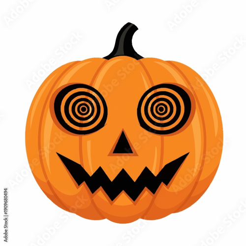 Carved Halloween Pumpkin with Spiral Eyes.