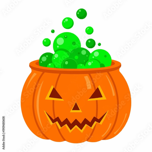 Halloween Pumpkin Bucket with Green Potion.