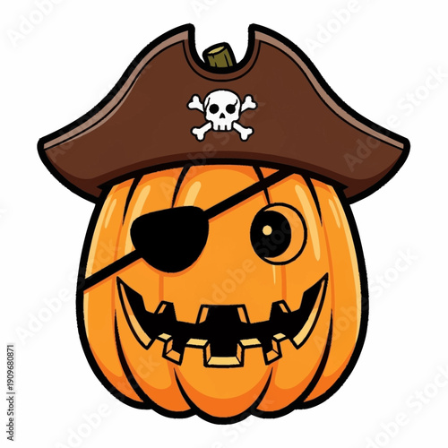 Pirate Pumpkin with Eye Patch and Hat.