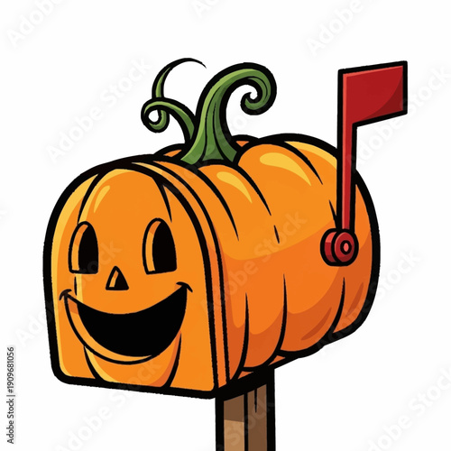 Smiling Jack O Lantern Mailbox Halloween Decoration.